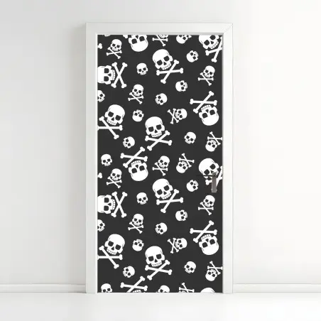 Türaufkleber weißes totenkopf muster auf grauem hintergrund – Pixers®