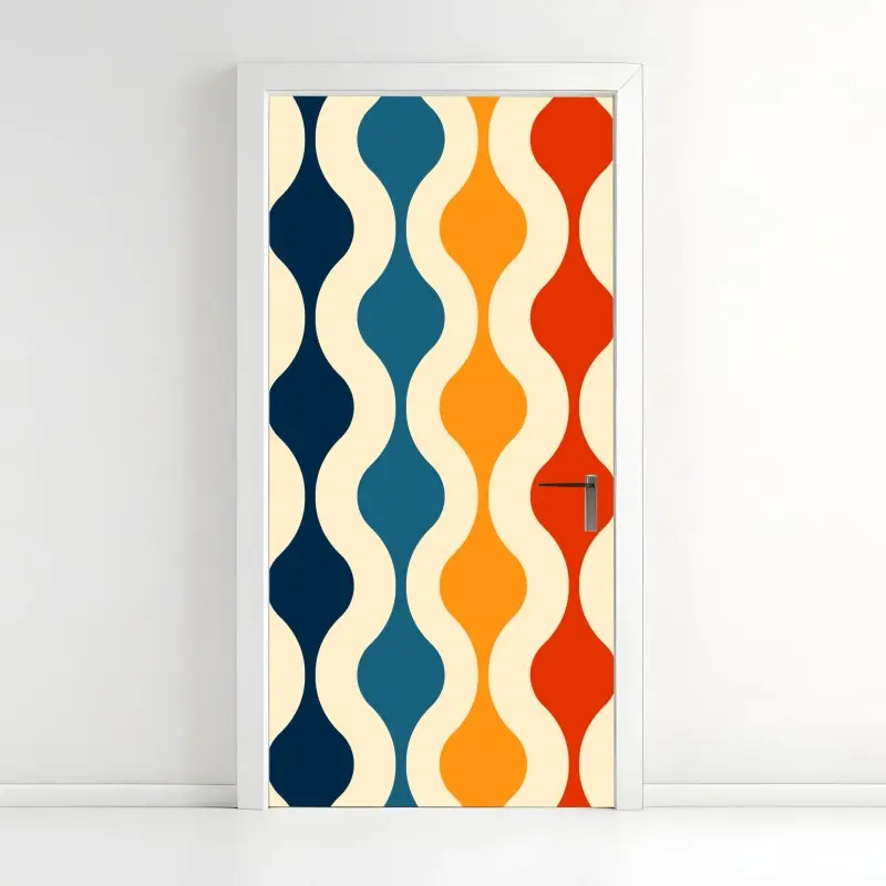 Türaufkleber retro welliges mid-century muster