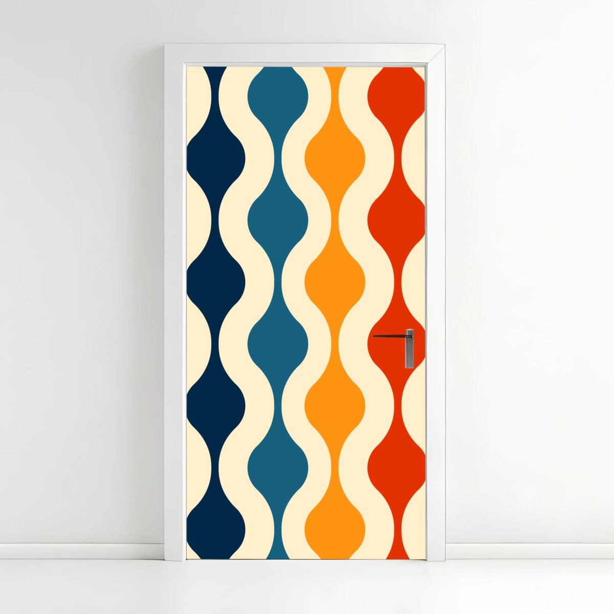 Türaufkleber retro welliges mid-century muster – Pixers®