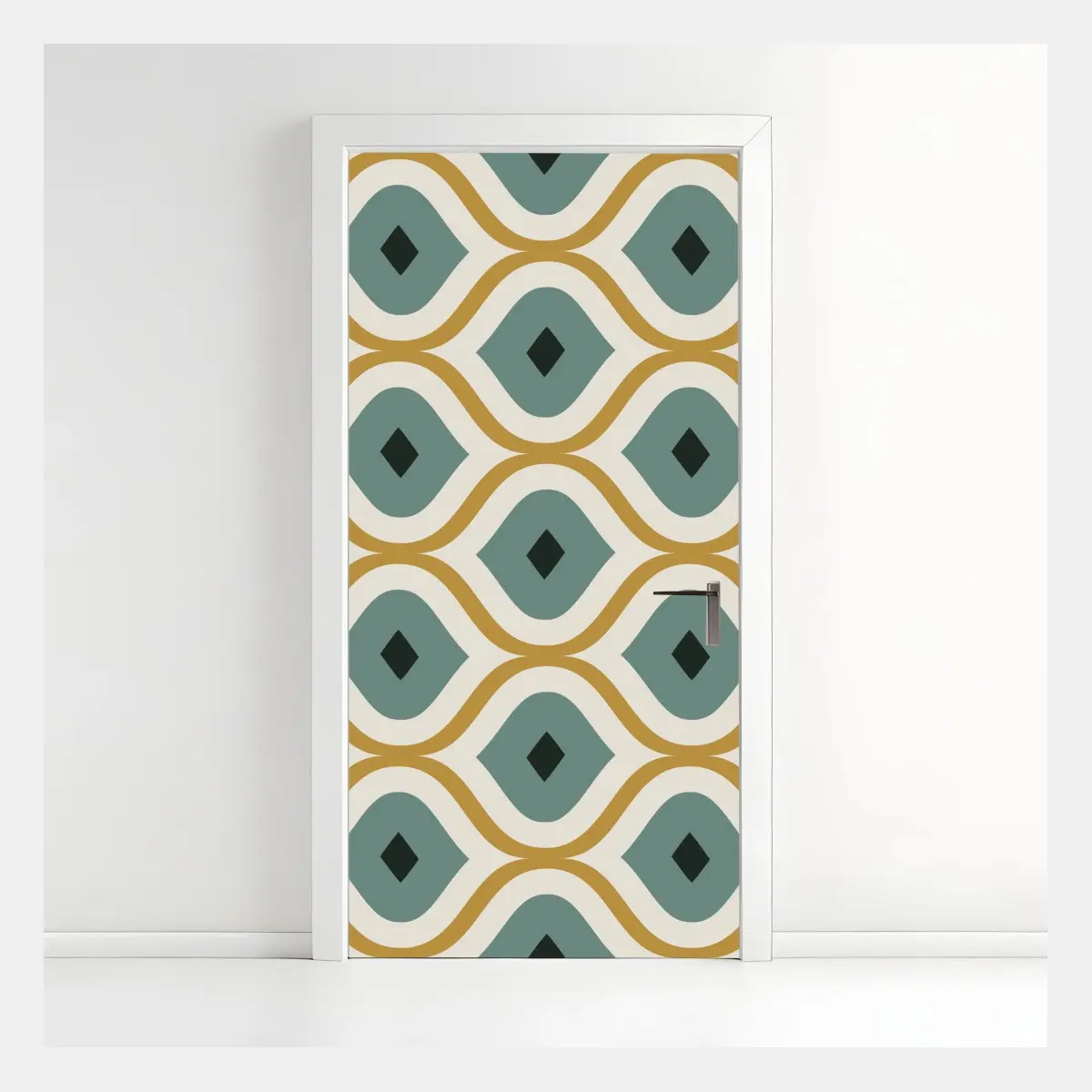 Türaufkleber türkis-goldenes geometrisches ornament – Pixers®
