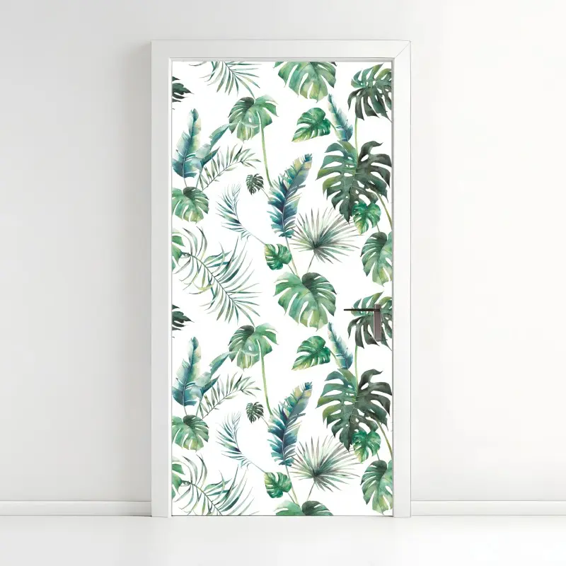 Türaufkleber aquarell tropische blätter muster