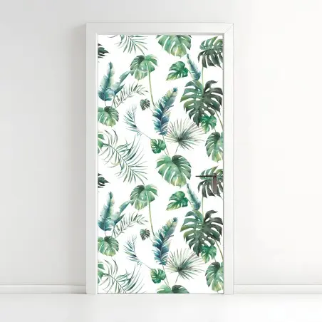 Türaufkleber aquarell tropische blätter muster – Pixers®