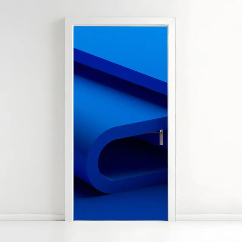 Türaufkleber minimalistische blaue geometrische schleife
