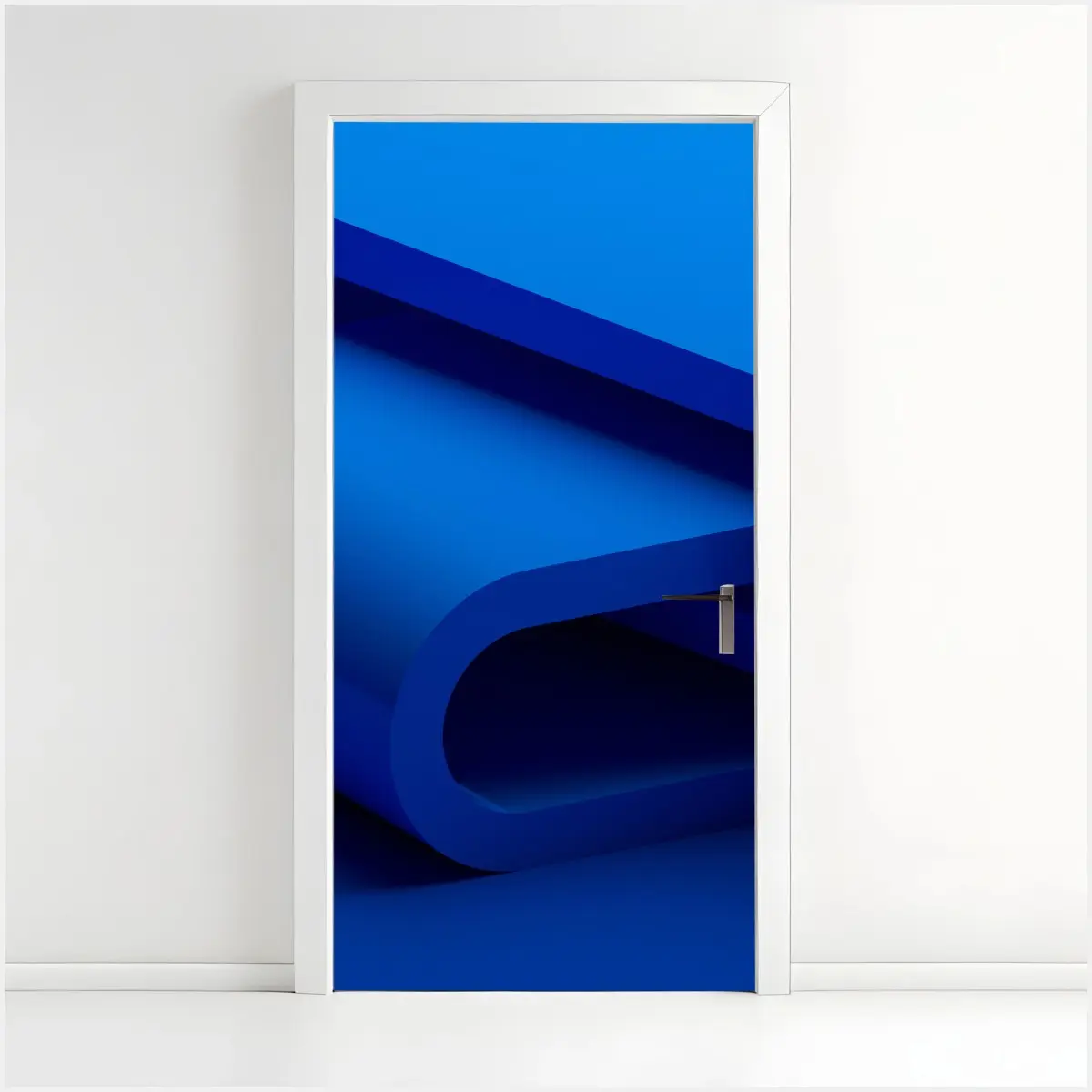 Türaufkleber minimalistische blaue geometrische schleife – Pixers®