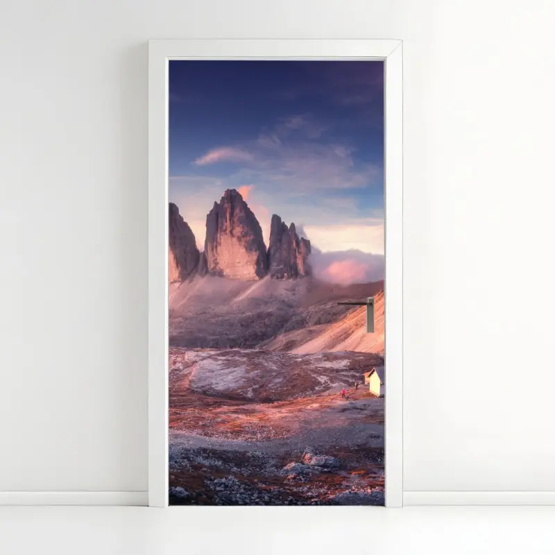 Türaufkleber sonnenaufgang über den gipfeln der Dolomiten
