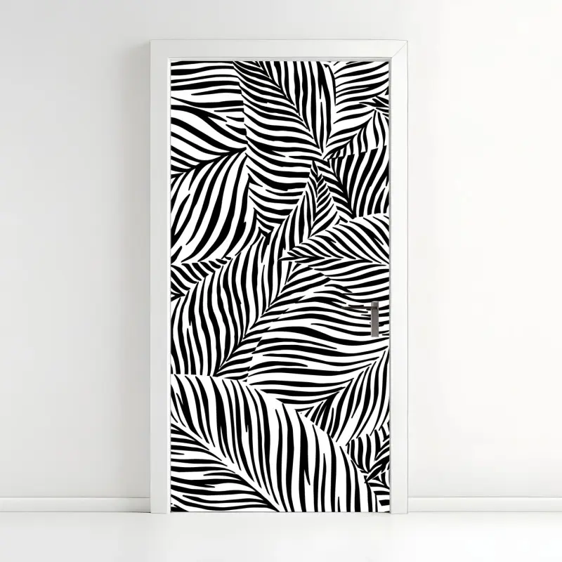Türaufkleber monochromes tropisches blattmuster