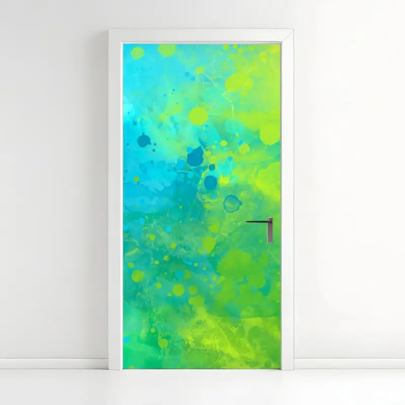 Türaufkleber lebhafte türkis und limetten aquarellspritzer