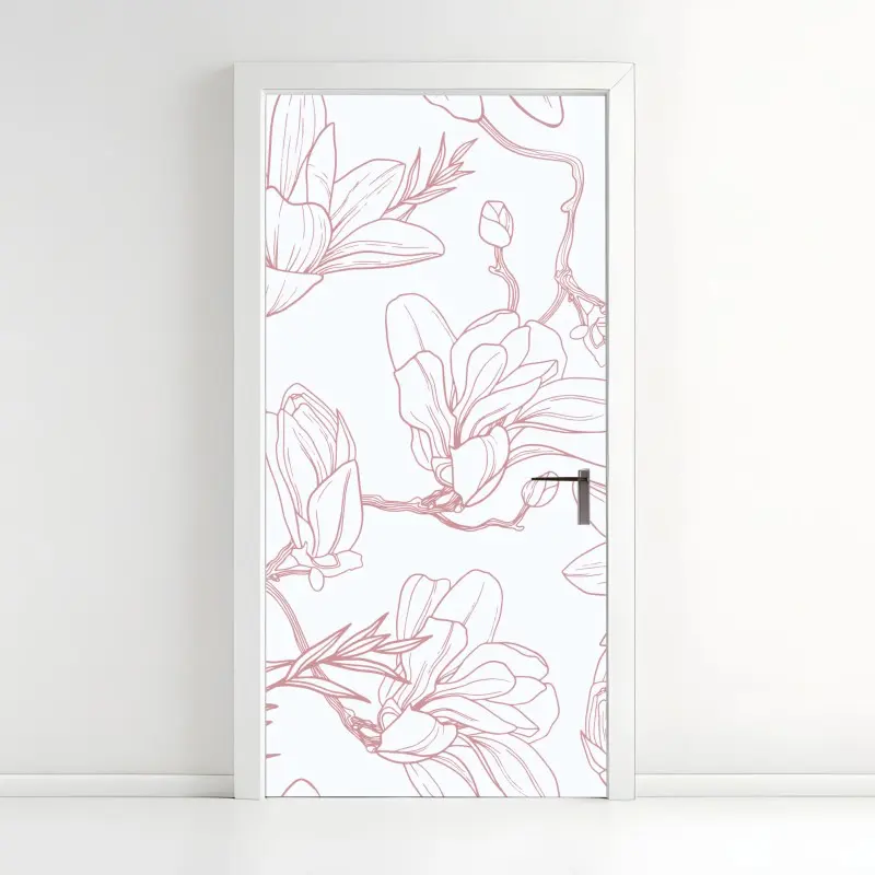 Türaufkleber zartes magnolienmuster in sanftem rosa
