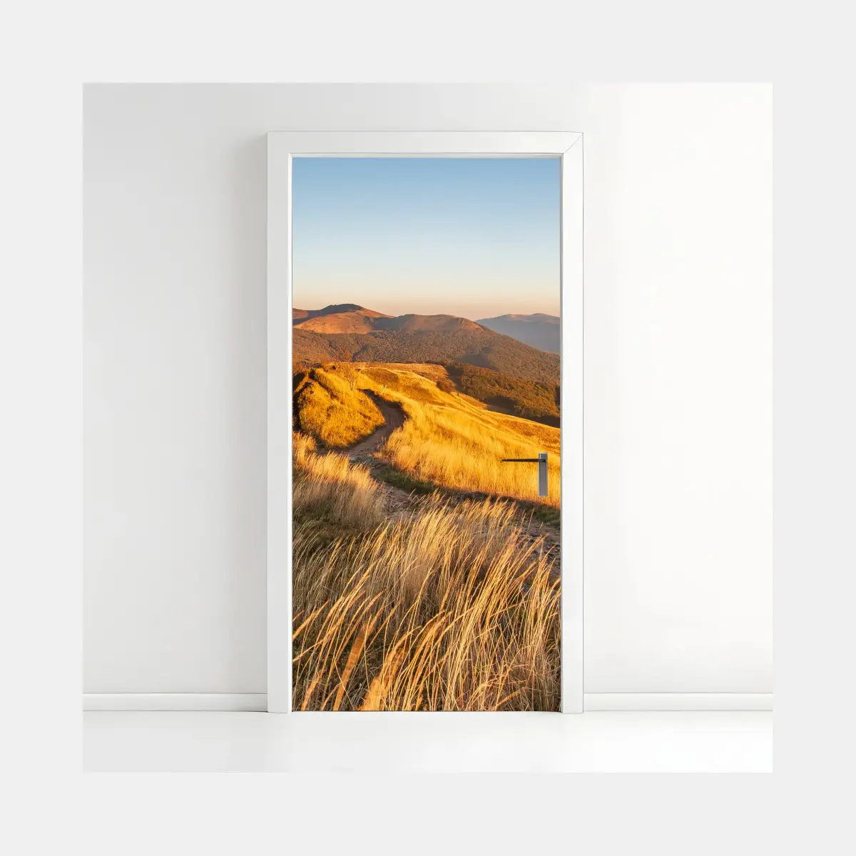 Türaufkleber goldener bergkamm im sonnenuntergang – Pixers®