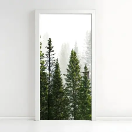 Türaufkleber nebliger tannenwald – Pixers®