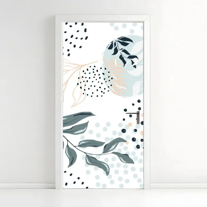 Türaufkleber pastellfarbenes botanisches abstraktes muster
