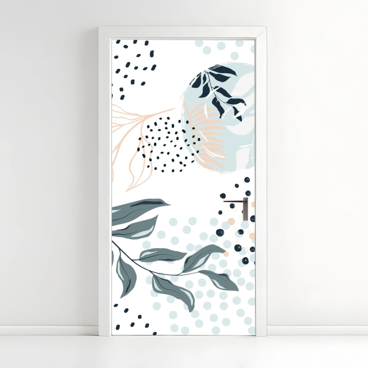 Türaufkleber pastellfarbenes botanisches abstraktes muster – Pixers®