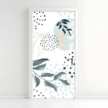Türaufkleber pastellfarbenes botanisches abstraktes muster – Pixers®