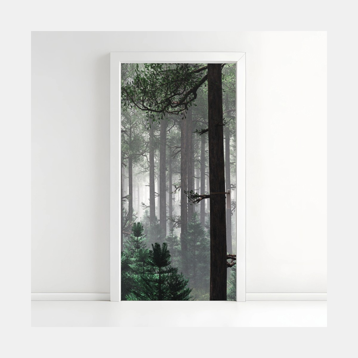 Türaufkleber nebliger immergrüner wald – Pixers®