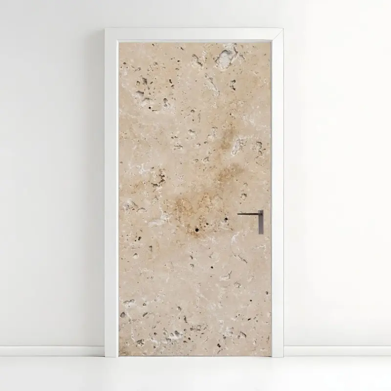 Türaufkleber beige travertin steinstruktur