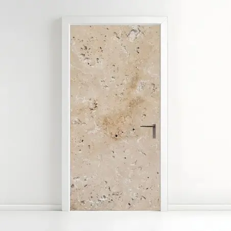 Türaufkleber beige travertin steinstruktur – Pixers®