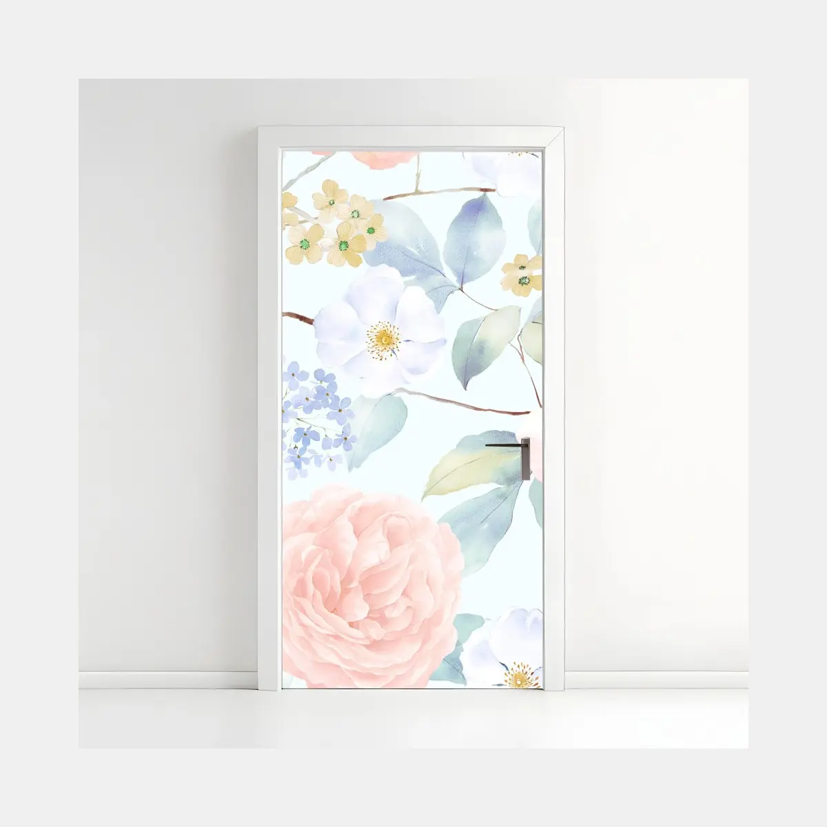Türaufkleber zarte pastellblumen in aquarell – Pixers®