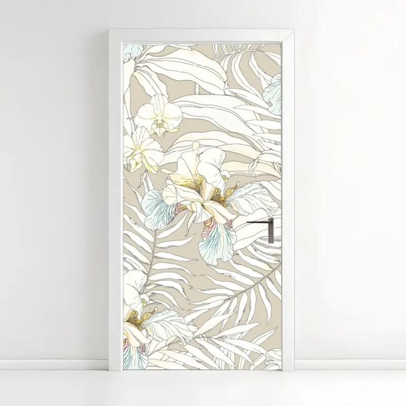 Türaufkleber tropisches kakadu-blumenmuster