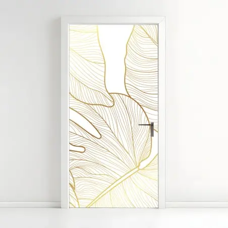 Türaufkleber goldene botanische blattzeichnung – Pixers®