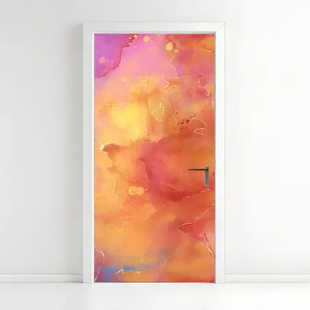 Türaufkleber lebhafte aquarell-abstraktion in warmen tönen – Pixers®