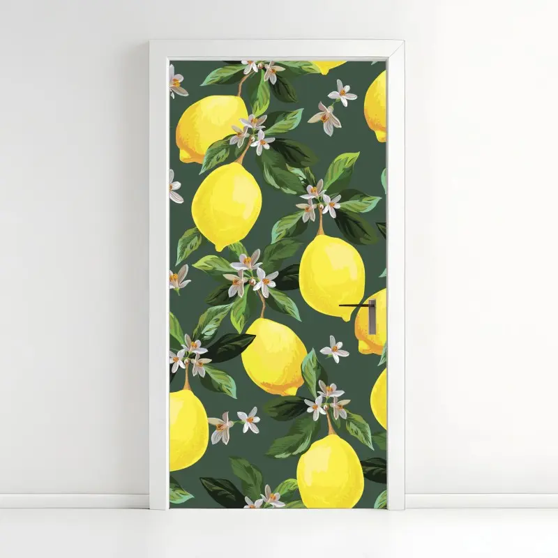 Türaufkleber botanisches zitronenmuster