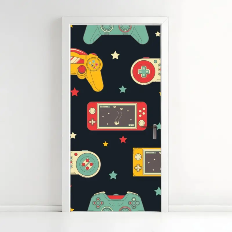 Türaufkleber retro gamecontroller muster