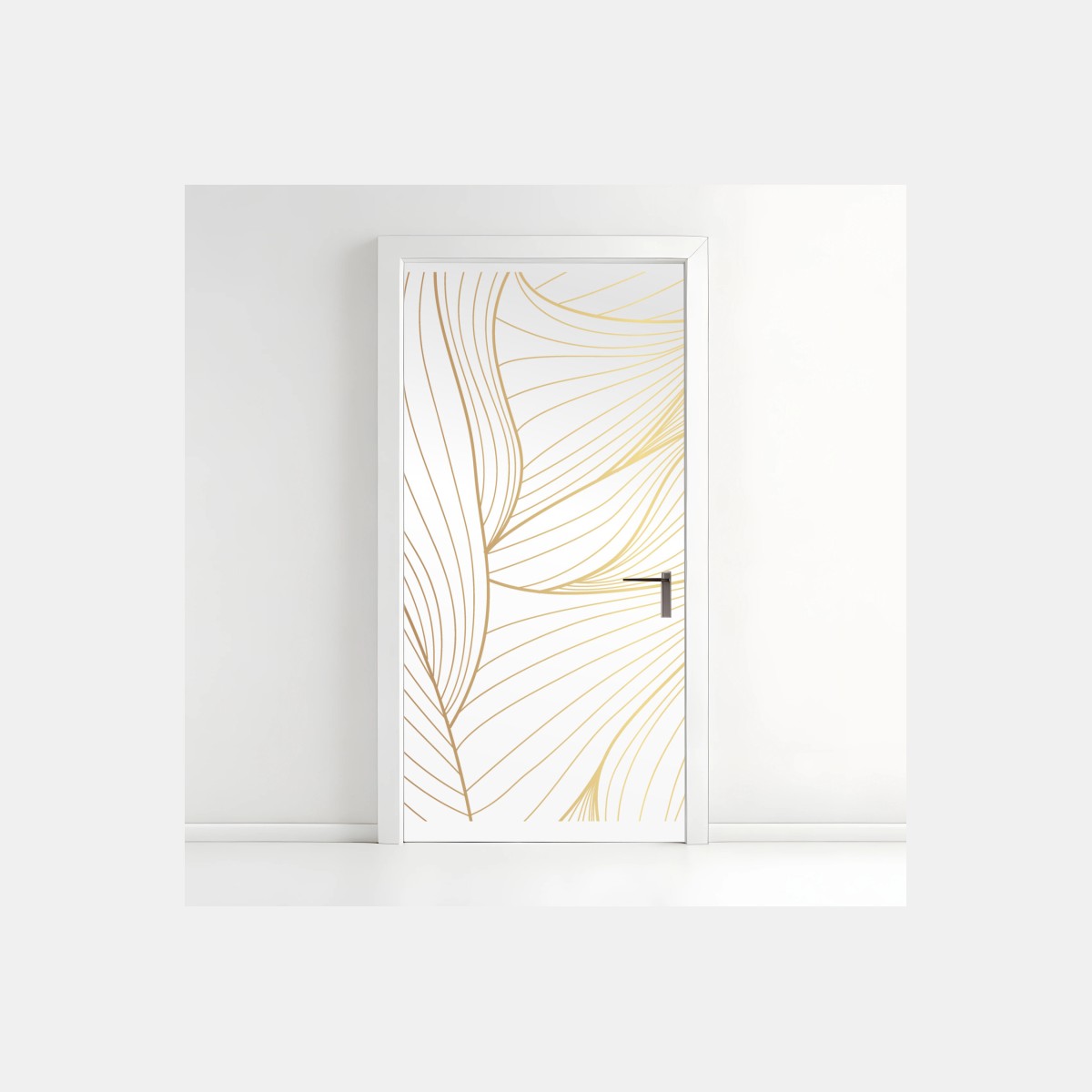 Türaufkleber goldene fließende linien abstraktes design – Pixers®