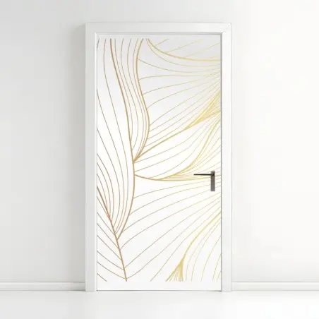 Türaufkleber goldene fließende linien abstraktes design – Pixers®