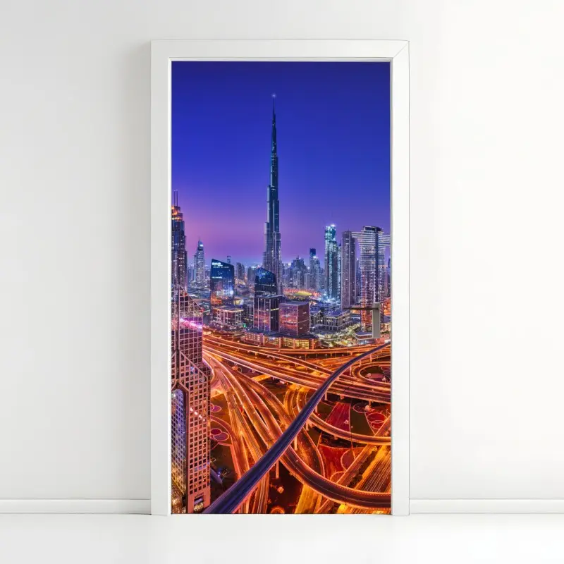 Türaufkleber Dubai panorama bei dämmerung