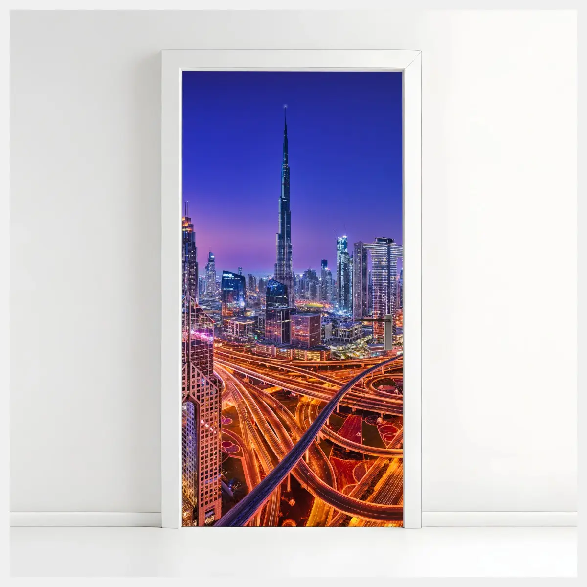 Türaufkleber Dubai panorama bei dämmerung – Pixers®
