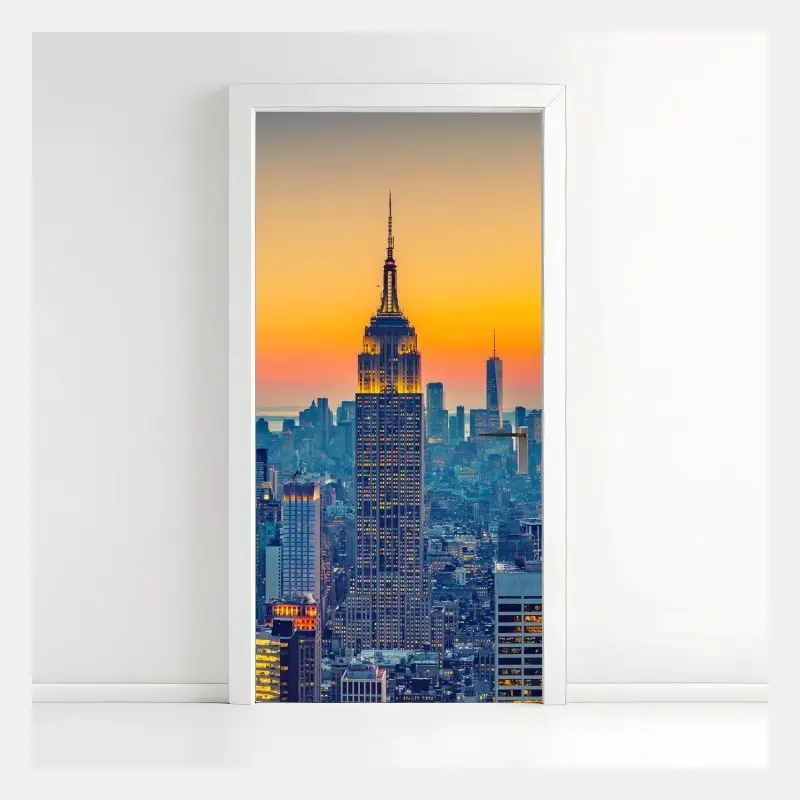 Türaufkleber sonnenuntergang über New York