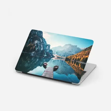 Laptop-Aufkleber ruhiger morgen am Pragser Wildsee, Dolomiten – Pixers®
