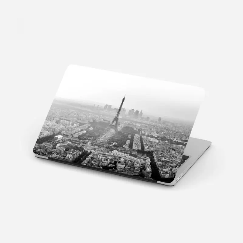 Laptop-Aufkleber elegante Eiffelturm luftaufnahme in graustufen