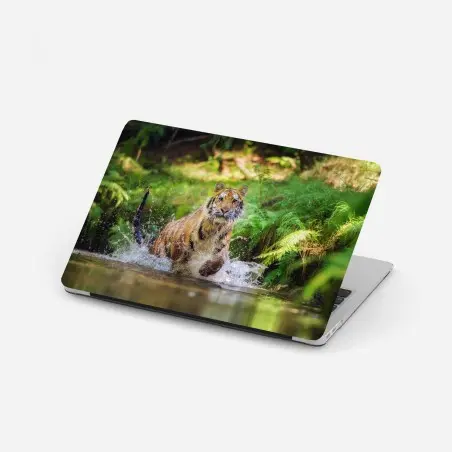 Laptop-Aufkleber majestätischer tiger im waldbach – Pixers®