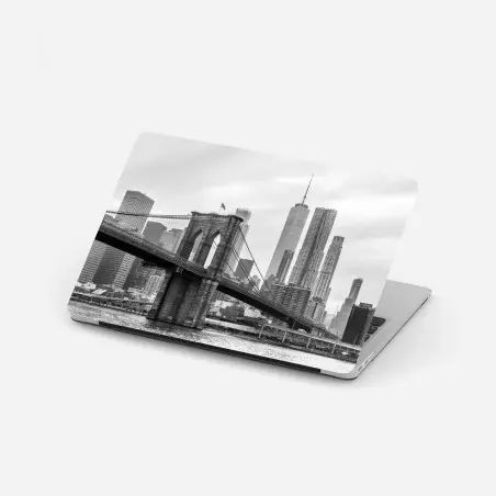 Laptop-Aufkleber Brooklyn Bridge und New York skyline in graustufen – Pixers®