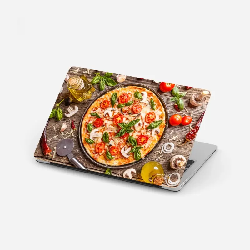 Laptop-Aufkleber frische pizza mit basilikum und cherrytomaten