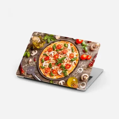 Laptop-Aufkleber frische pizza mit basilikum und cherrytomaten – Pixers®