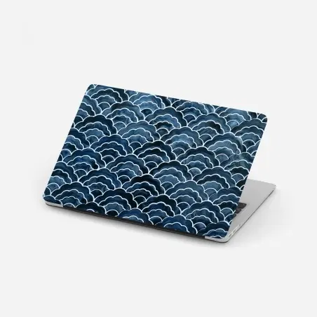 Laptop-Aufkleber japanisches blaues seigaiha-wellenmuster – Pixers®