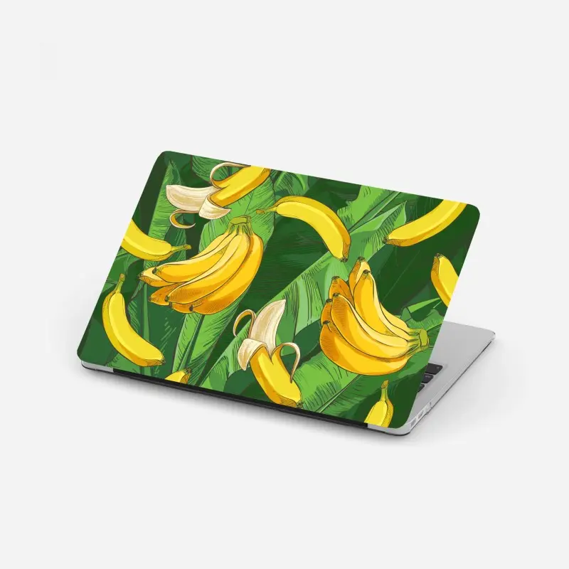 Laptop-Aufkleber tropisches bananenmuster mit bananenblättern