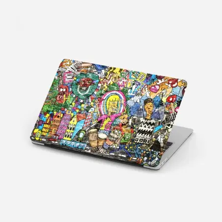 Laptop-Aufkleber farbenfrohes graffiti-wandbild – Pixers®
