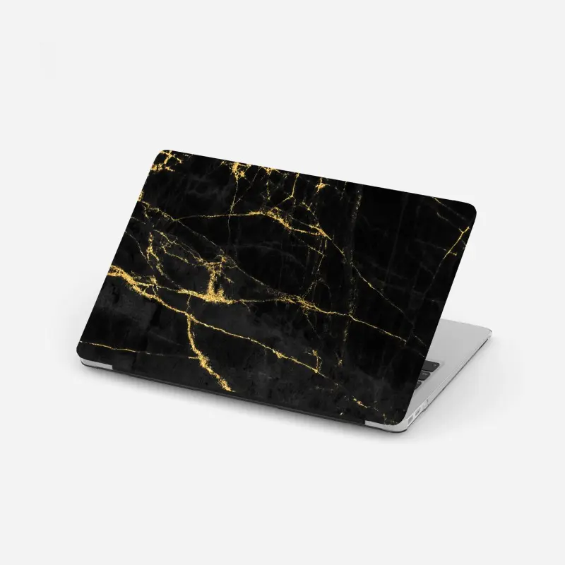 Laptop-Aufkleber schwarzer marmor mit goldenen adern