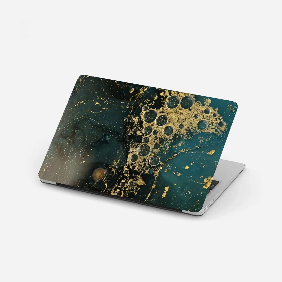Laptop-Aufkleber türkis-gold abstrakte marmorierte textur – Pixers®