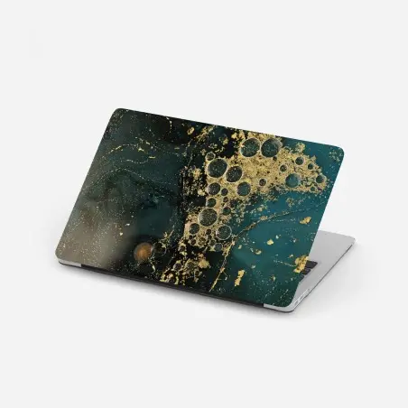 Laptop-Aufkleber türkis-gold abstrakte marmorierte textur – Pixers®
