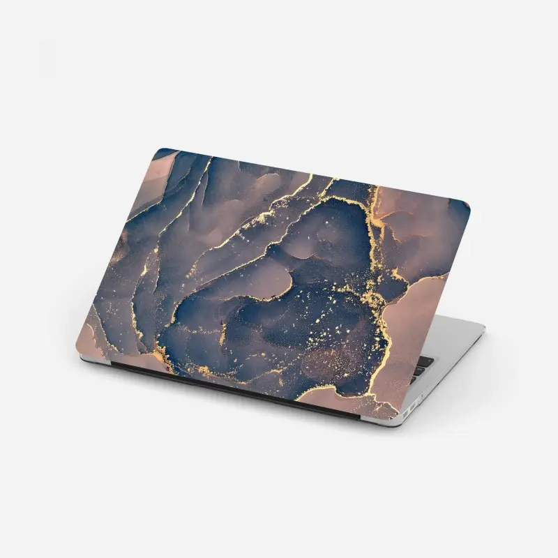 Laptop-Aufkleber marineblau-goldene marmorabstraktion
