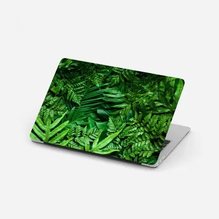 Laptop-Aufkleber üppiges grünes blättermuster – Pixers®