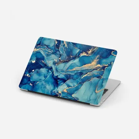 Laptop-Aufkleber ozeanblau und goldene wirbel flüssige abstraktion – Pixers®
