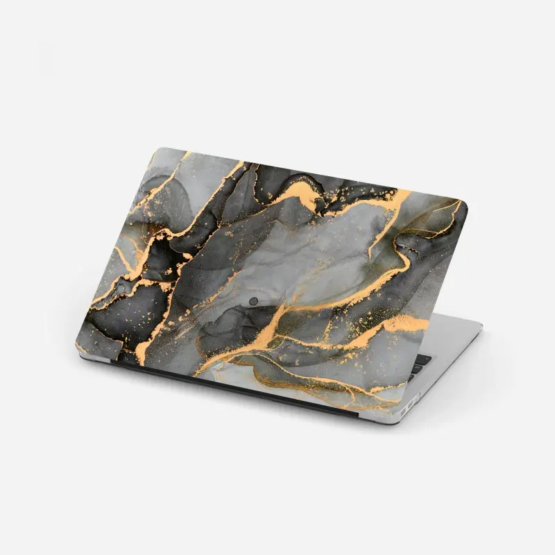 Laptop-Aufkleber rauchiger grauer marmor mit goldenen adern