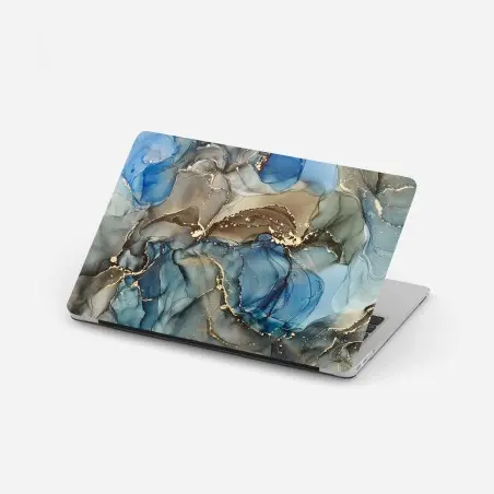 Laptop-Aufkleber blaue und goldene flüssige abstraktion – Pixers®