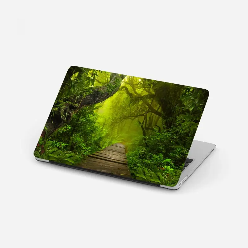 Laptop-Aufkleber mystischer grüner waldpfad