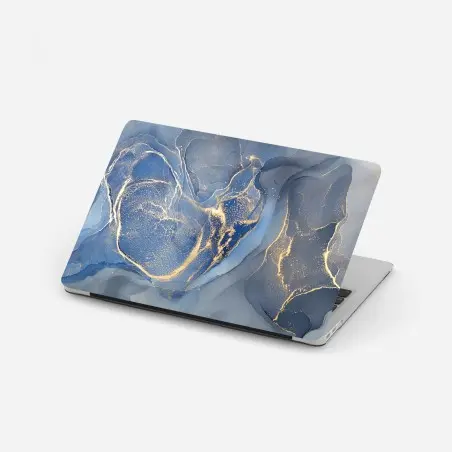Laptop-Aufkleber ozeanblauer marmor mit goldenen adern – Pixers®
